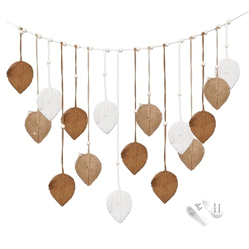 DUZFOREI Large Macrame Wall Hanging, Handmade Woven Leaf Tapestry, Boho