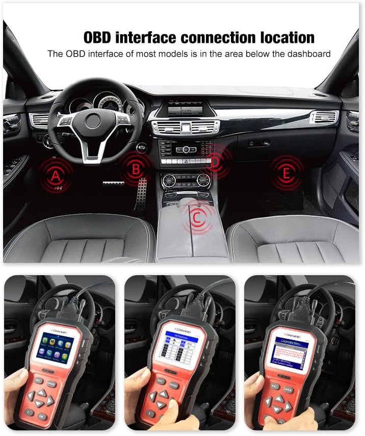 Diagram showing common OBD interface connection locations in a car