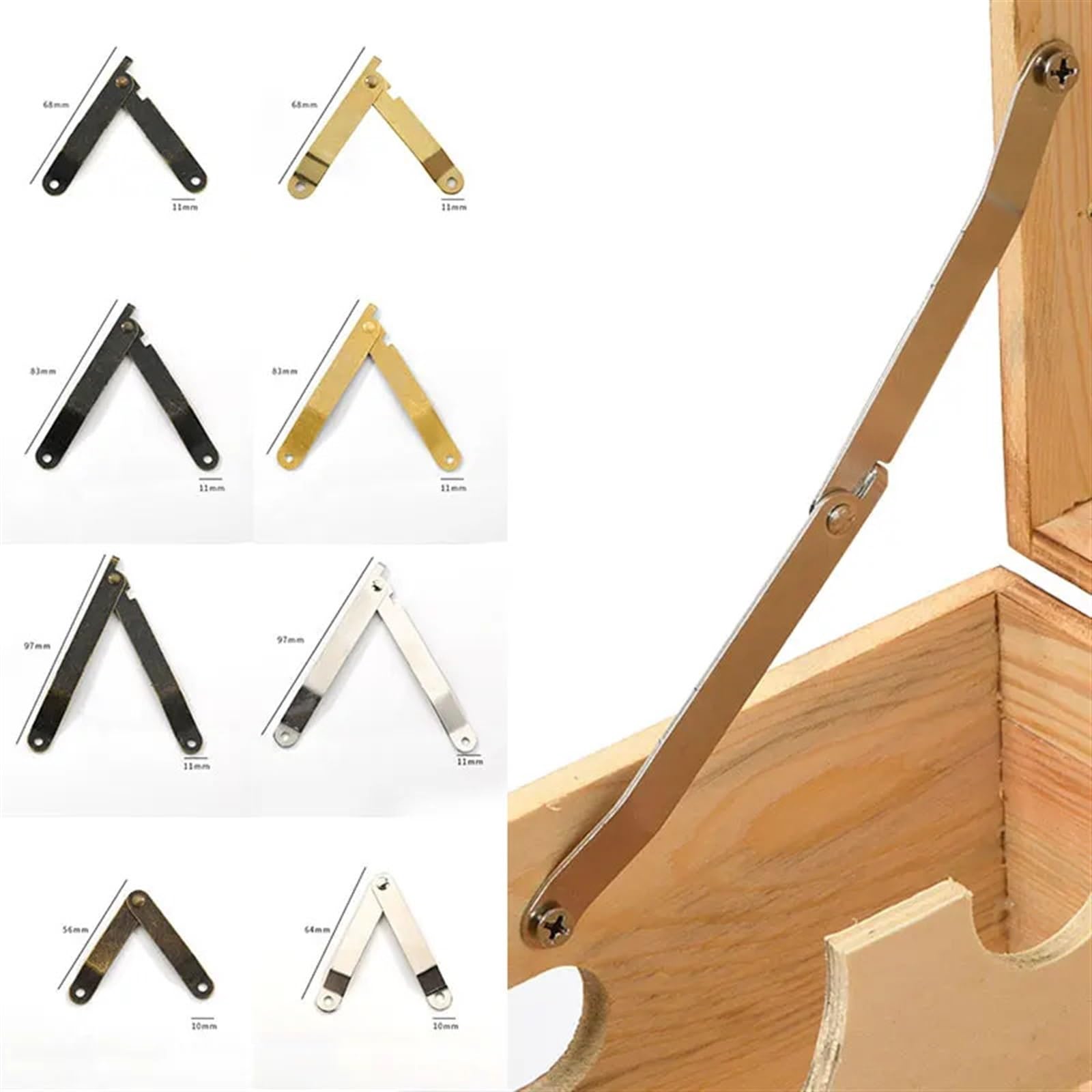 Vouwdeksel Ondersteuning Scharnier w/Soft Close, Verstelbare Lift Up Stay Support Buffer Scharnier, Toy Box Scharnier Ondersteunt Drop Deksels Buffer Demper voor Meubelkast Kast Deur Close Down Deksel