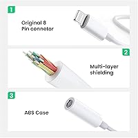 Vista 2 de Paquete de 2 adaptadores Lightning a conector de auriculares de 0.138 in para iPhone, [certificado Apple MFi], cable adaptador de cable auxiliar