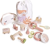 Vista 1 de Tender Leaf Toys - Set de Retiro de Spa - Set de Juguetes de Juego de 20 Piezas de Madera para Simular el Cuidado Personal con Bolsa de Cordón