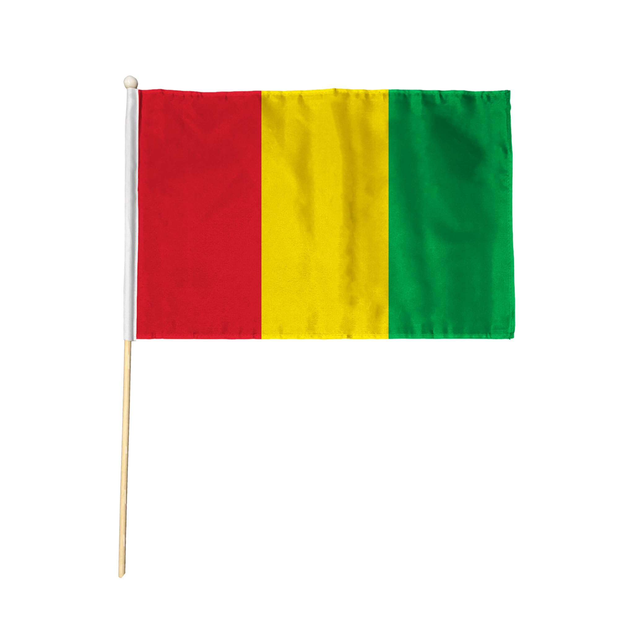 Flagtex Guinea Pack of 12 Hand Waving Flag (9x6 Inch) - Premium Wooden Stick Hand Flag with Natural Wood Pole Guinean National Flag for Events Celebrations International Gatherings — image 1