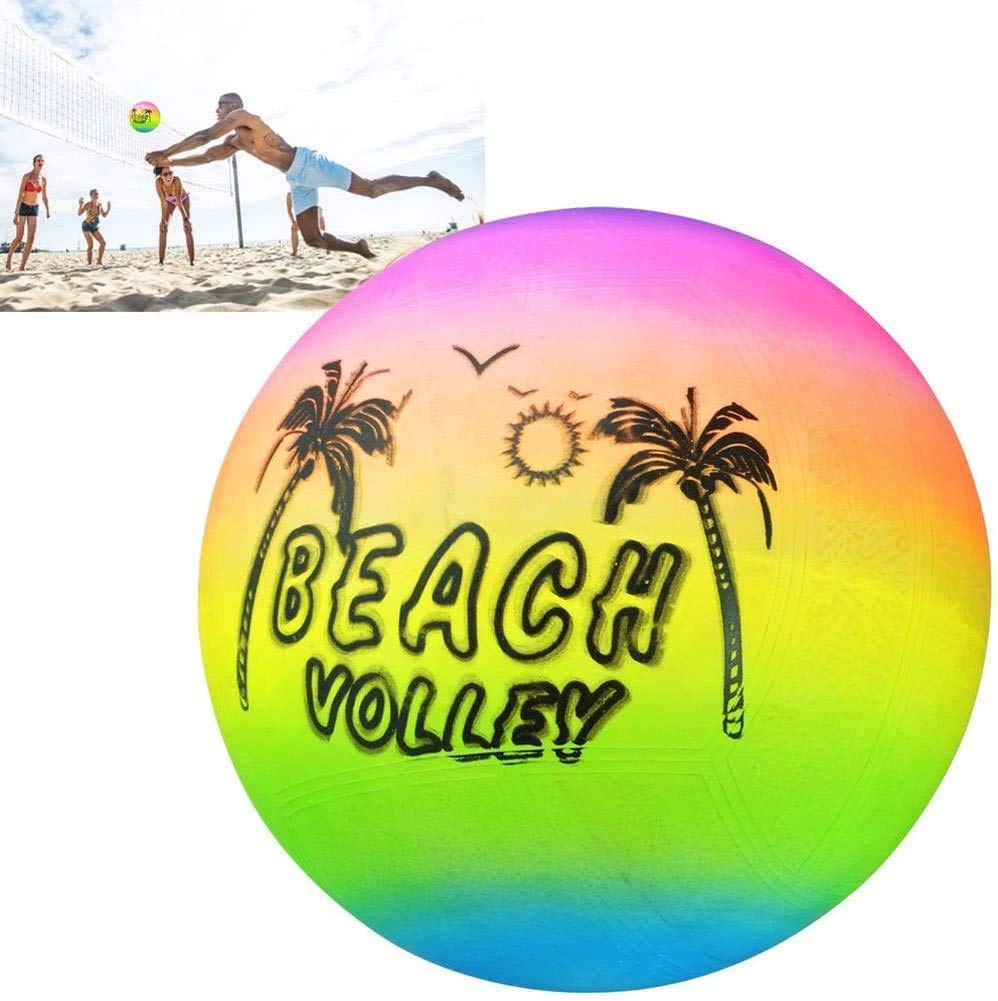 Firstly Standard Colorful Rainbow Color Inflatable Beach Ball Soft Rubber Ball (Pack of 1, Design May be Vary) 3