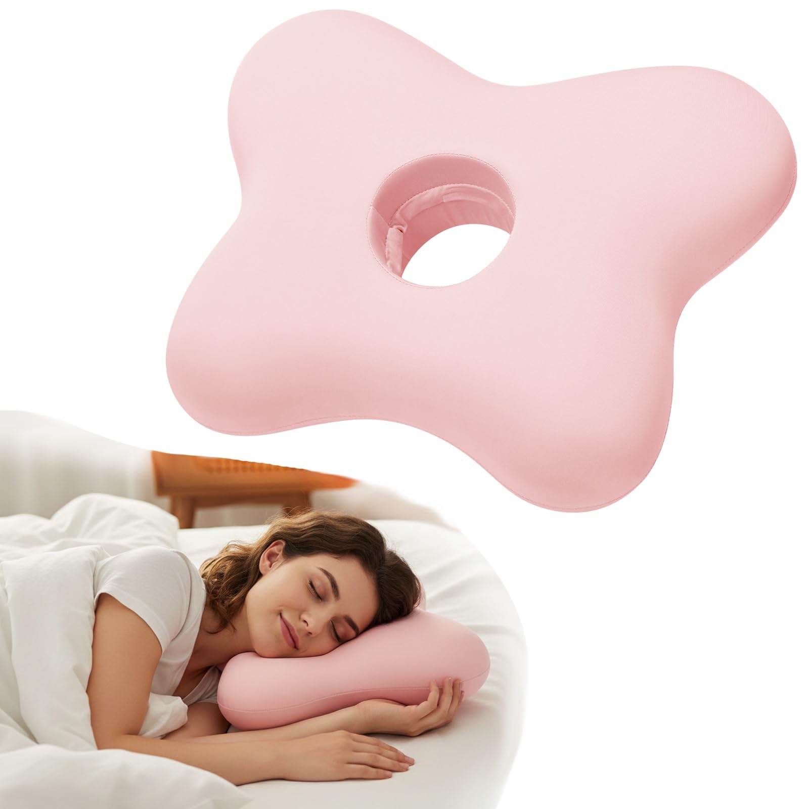 Photo 1 of Pozico Ear Piercing Pillow, Pink Memory Foam, Side Sleeper