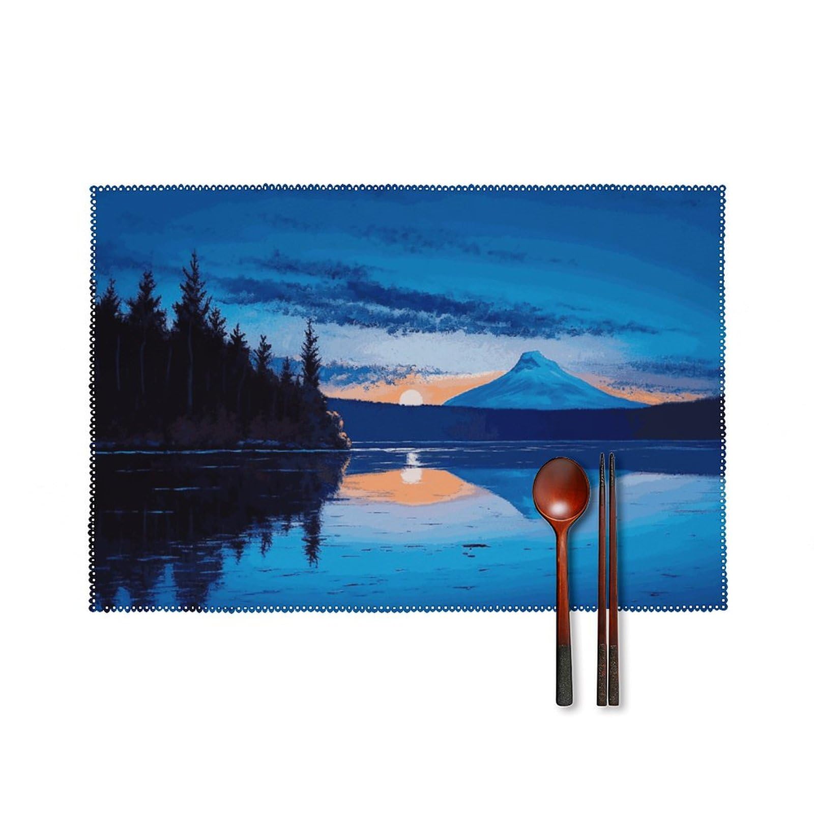 Sets de table bleu marine lavables et durables en tissu pour décoration de cuisine moderne