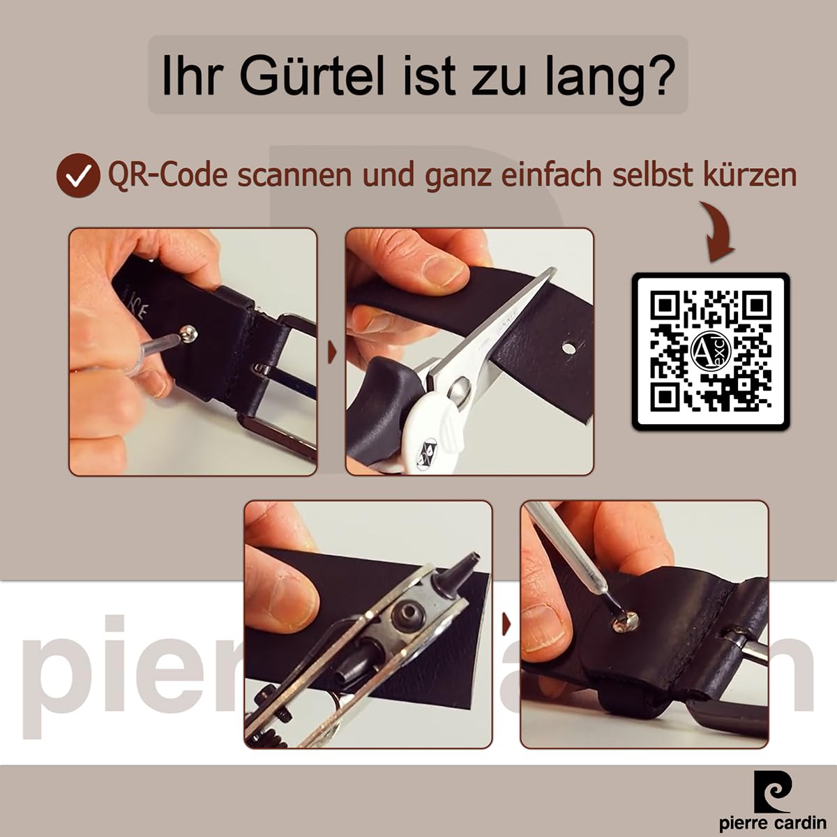 Pierre Cardin Wende-Gürtel Herren Rindleder schwarz-braun