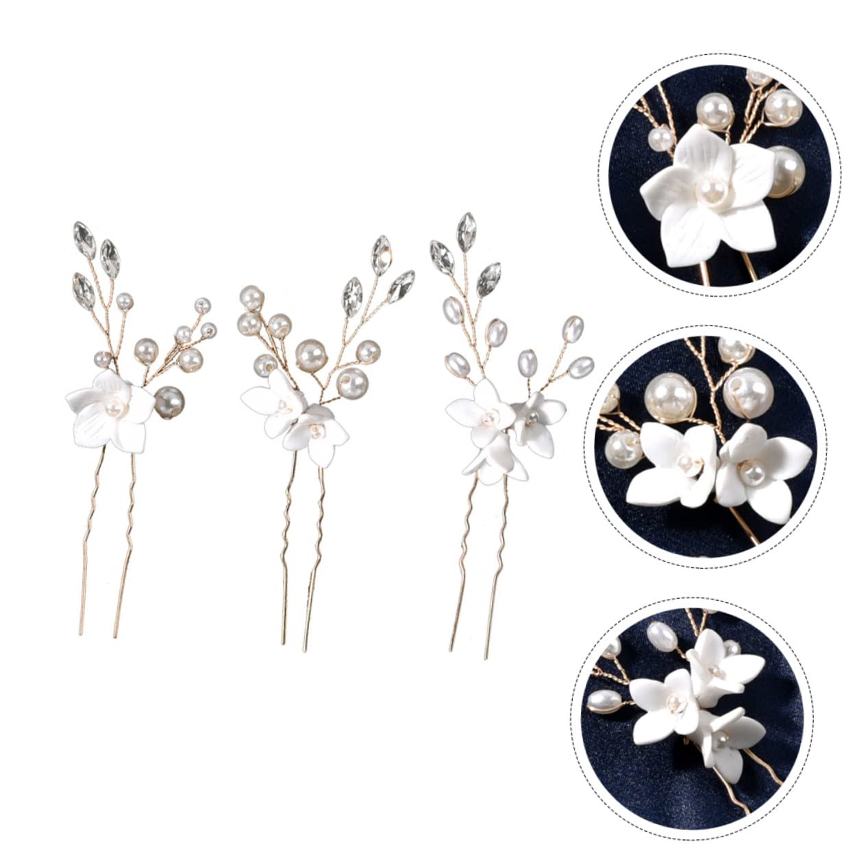 minkissy 12stücke Hochzeits Haarnadeln Mit Perlen Und Blumen U-förmige Braut Haarschmuck Für Elegante Frisuren Bei Hochzeiten Und Festen Langlebig Und Stilvoll Ergänzung Für Ihr