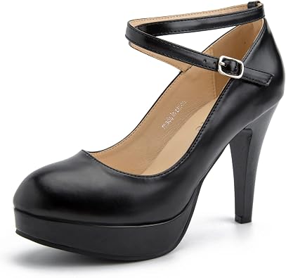 fereshte Womens Platform Pumps, Ankle Strap, High Heel, Closed Toe, Party Wedding Dress Shoes