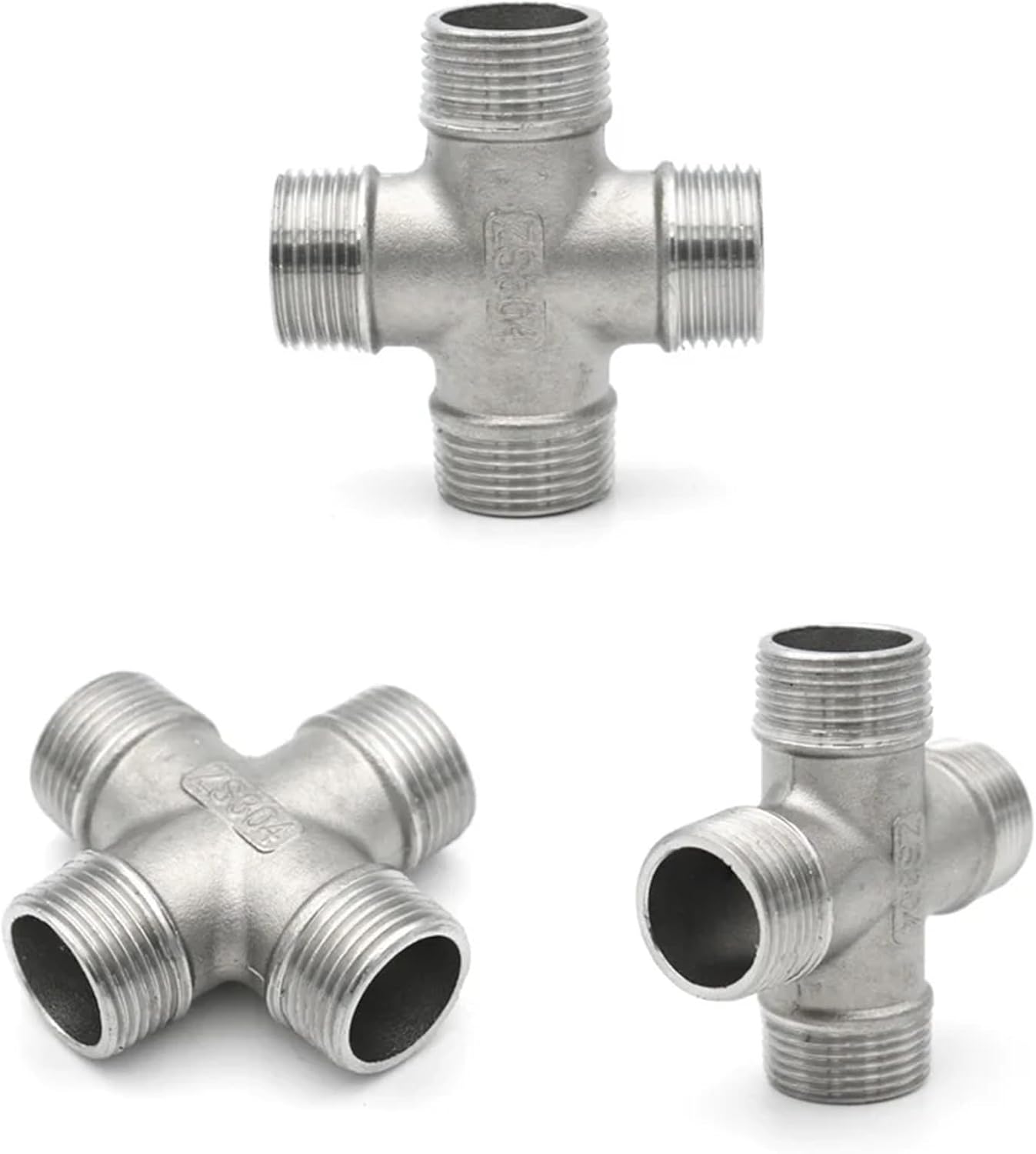 1PC 304 Stainless Steel Pipe Fittings 1/4"3/8"1/2"3/4"1"BSPT Female+Male Threaded Three Way 4 Way Elbow T Type(Straight FM,3/8")