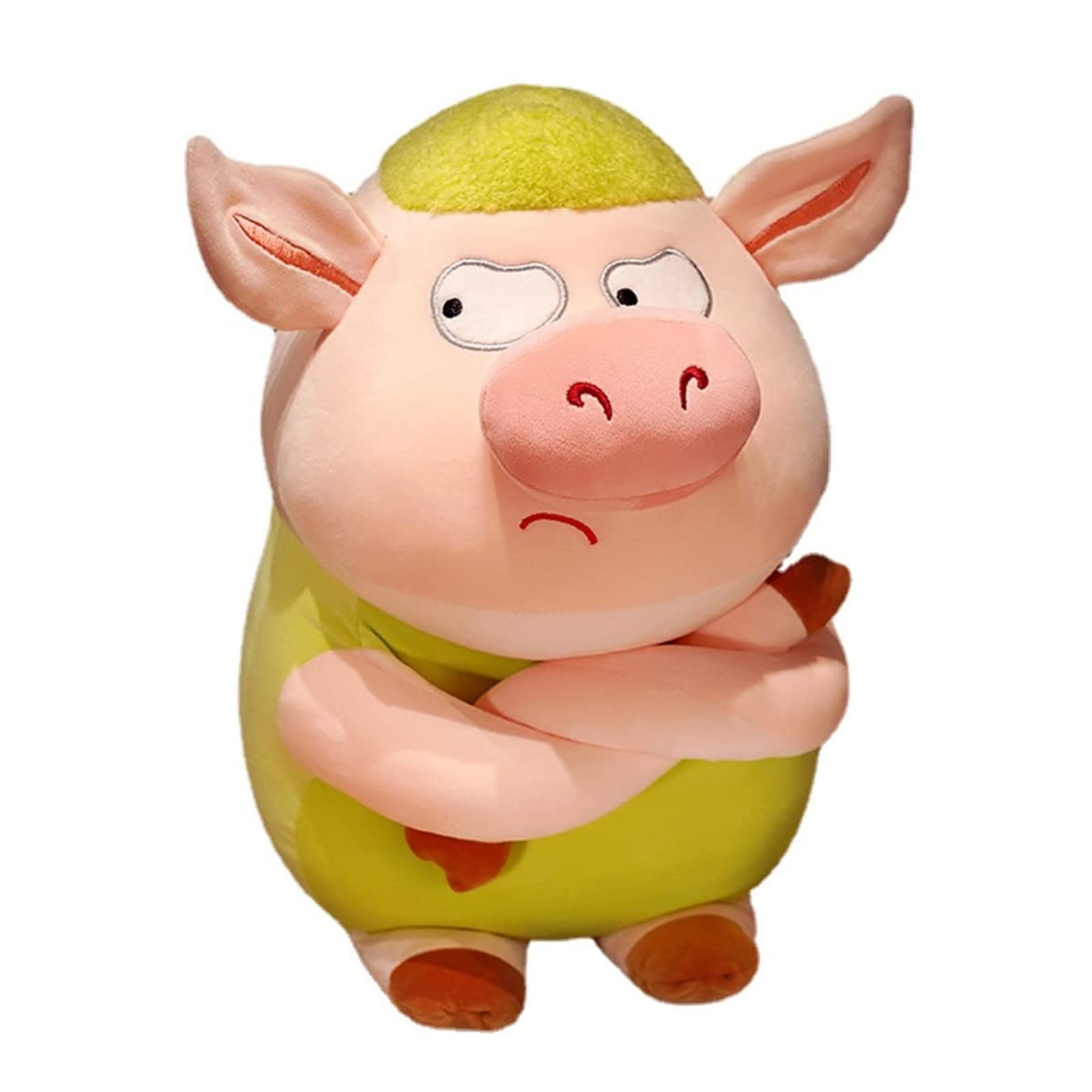 Cute Angry Pig Plush Toy Pig Pillow, Fat Pig Kawaii Pillow, Plush Waist Cushion Decoration Children's Home Decoration Gifts Boys and Girls Birthday Valentine's Day Christmas (GREEN, 40cm)
