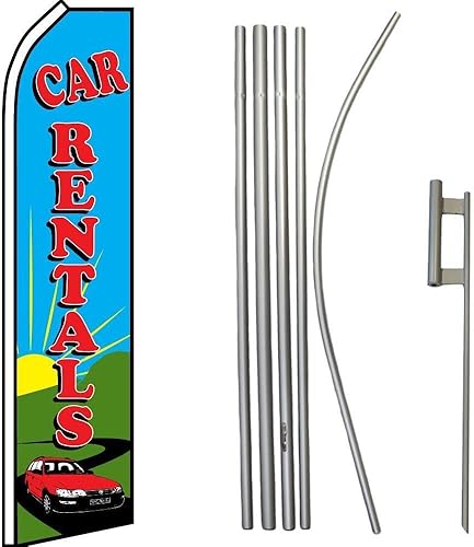 Premium Car Rentals Swooper - Kit de asta de bandera de 16 pies