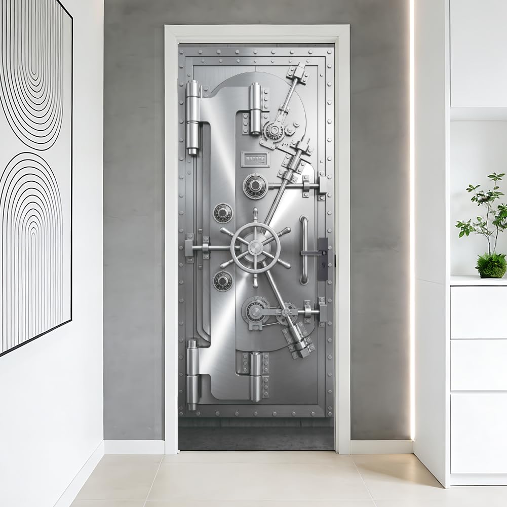 arricraft 2 Pcs Self-Adhesive Door Sticker, Bank Vault Door