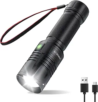 Rechargeable Flashlights High Lumens,1500 Lumens Powerful Tactical Flash Light,Super Bright Small Flashlight with Memory Function,5 Modes Led Flashlight Adjustable for Hiking,Emergency.