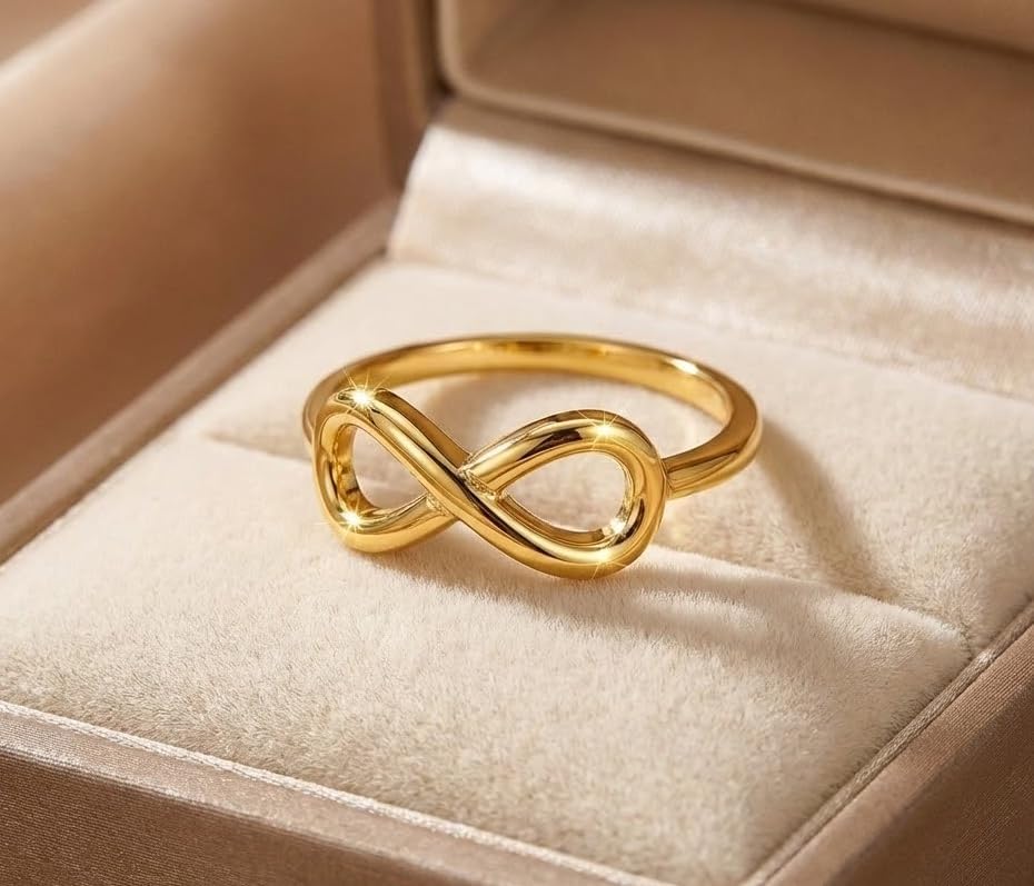 Charm America - Gold Infinity Ring - 10 Karat Solid Gold - Image 3