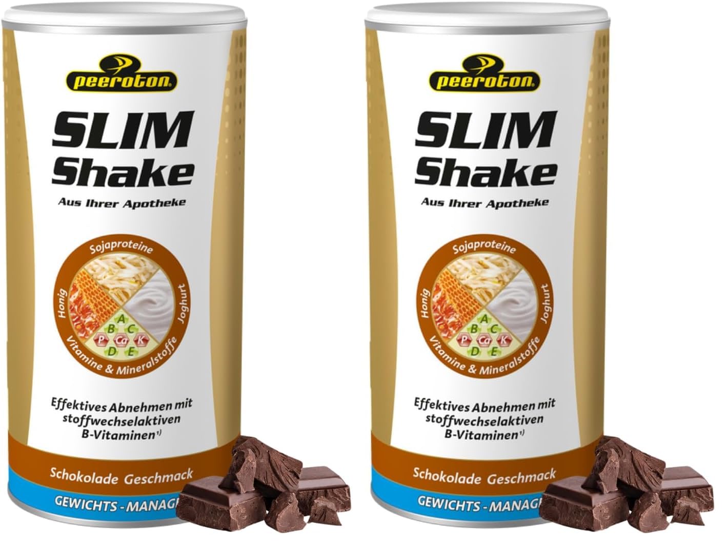 Peeroton SLIM Shake Schokolade - Diät Abnehm Shake, vegetarisch und glutenfrei, vollständiger Mahlzeitenersatz, enthält alle wichtigen Proteine, Vitamine und Mineralstoffe für schnelles Abnehmen, 500g