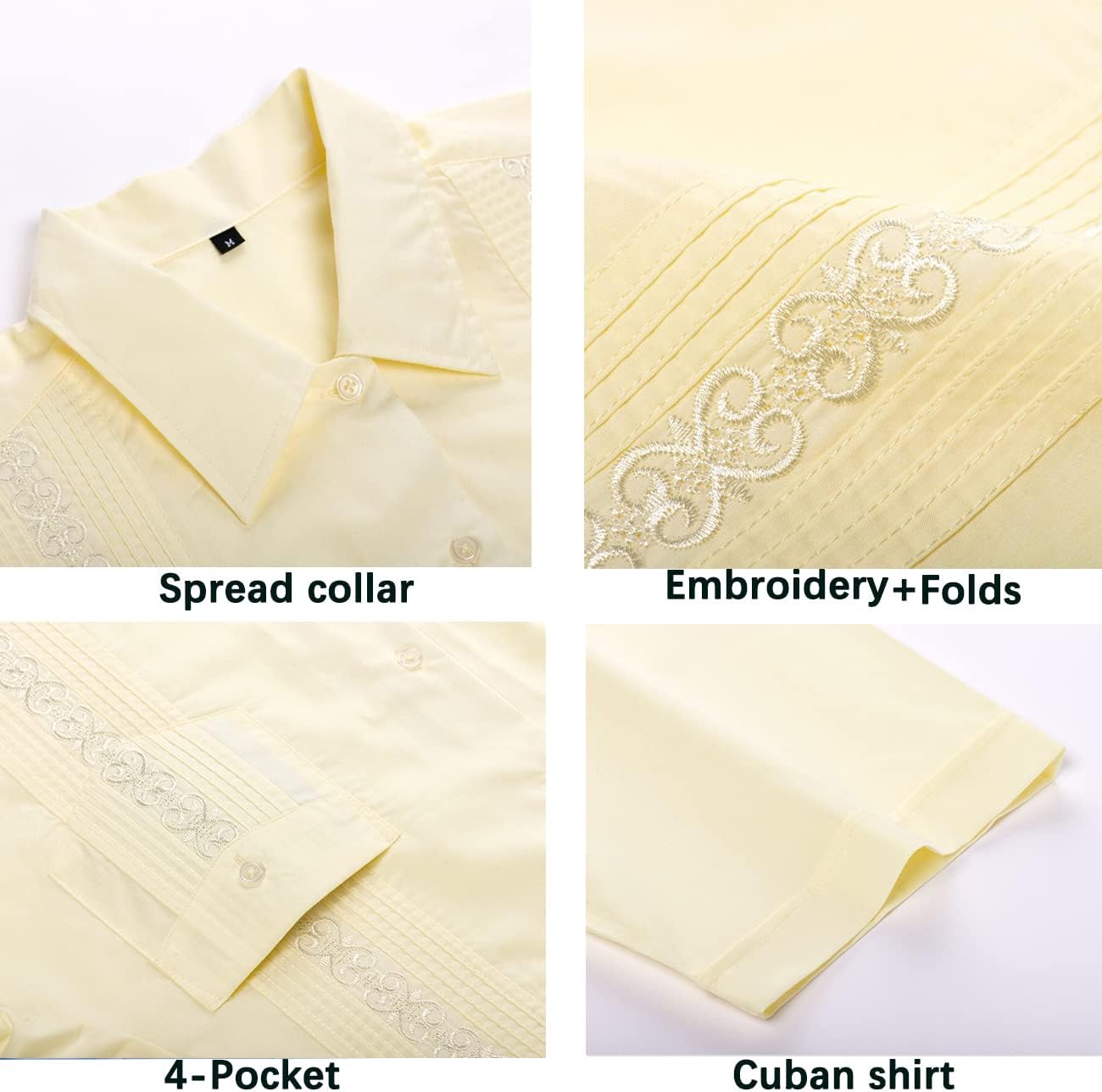 Men's Short Sleeve Guayabera Shirts for Men Button Down Cuban Beach Shirt Tops - Image 2