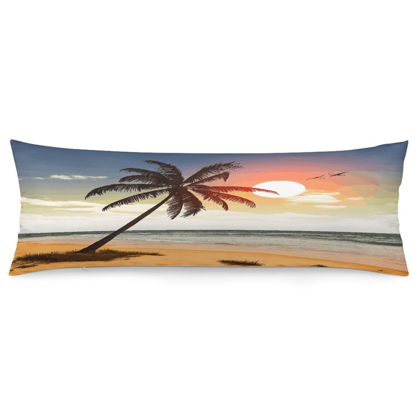 Palm Tree on Beach Pillow Case Soft Breathable Long Pillowcover Pillow Protector Suitable for Sofas Car Chairs and Any Room