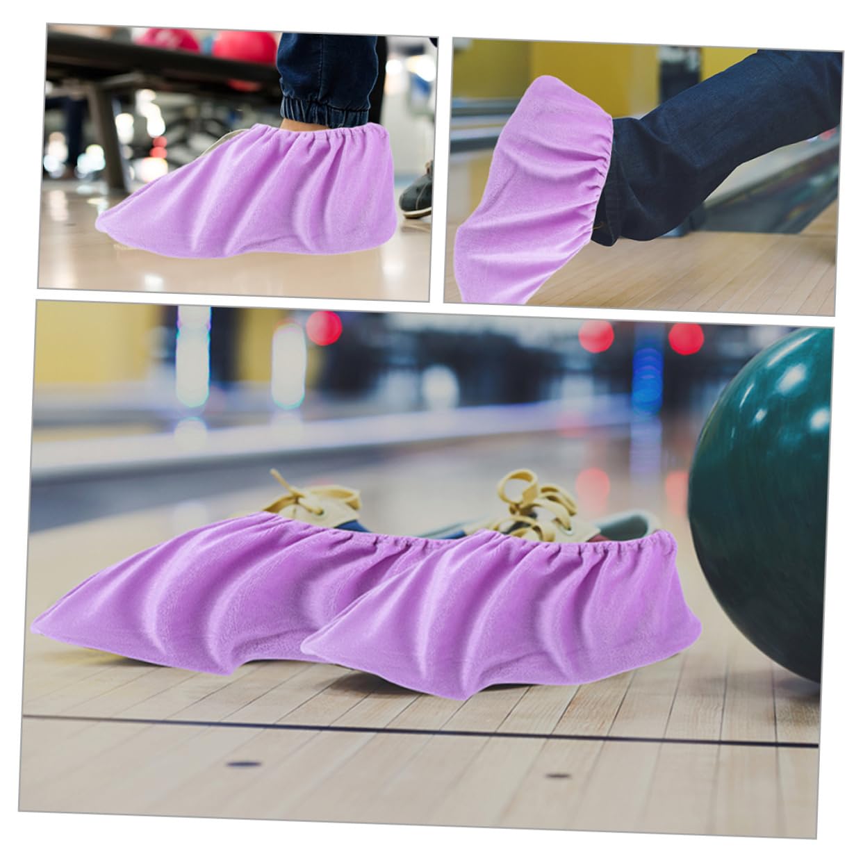 KOMBIUDA 2pairs Bowling Shoe Covers for Women Non-Slip Lint Material Protector Sports Accessories for Improved Performance Elastic Design for Shoe Compact Washable Indoor Foot Covers
