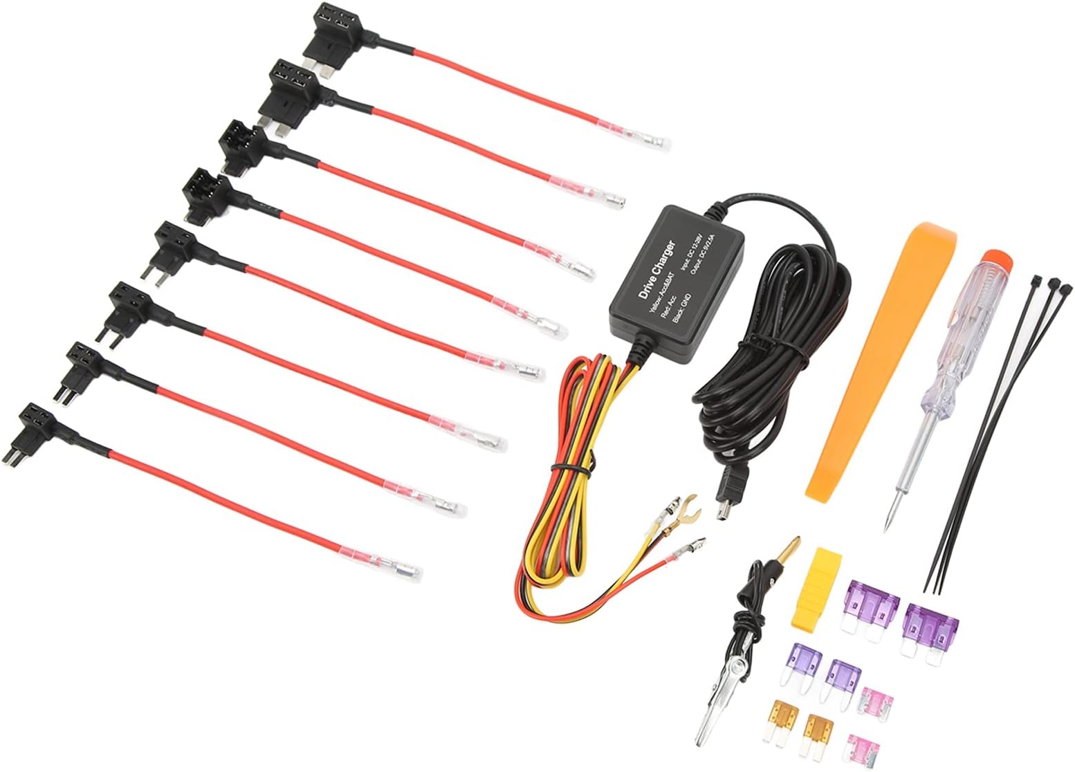 Dash Cam Hardwire Kit, with Overheating ABS and Rubber Hardwire Kit for GPS Navigator (MINI)