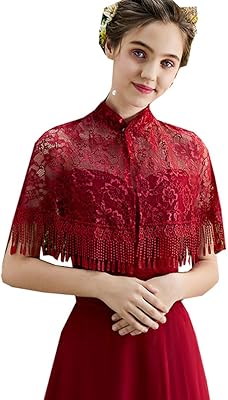 Lace Cape with Tassel Wedding Capelet Stand Collar Bridal Shawl Wrap Shrug Bolero Bridal Cover Up