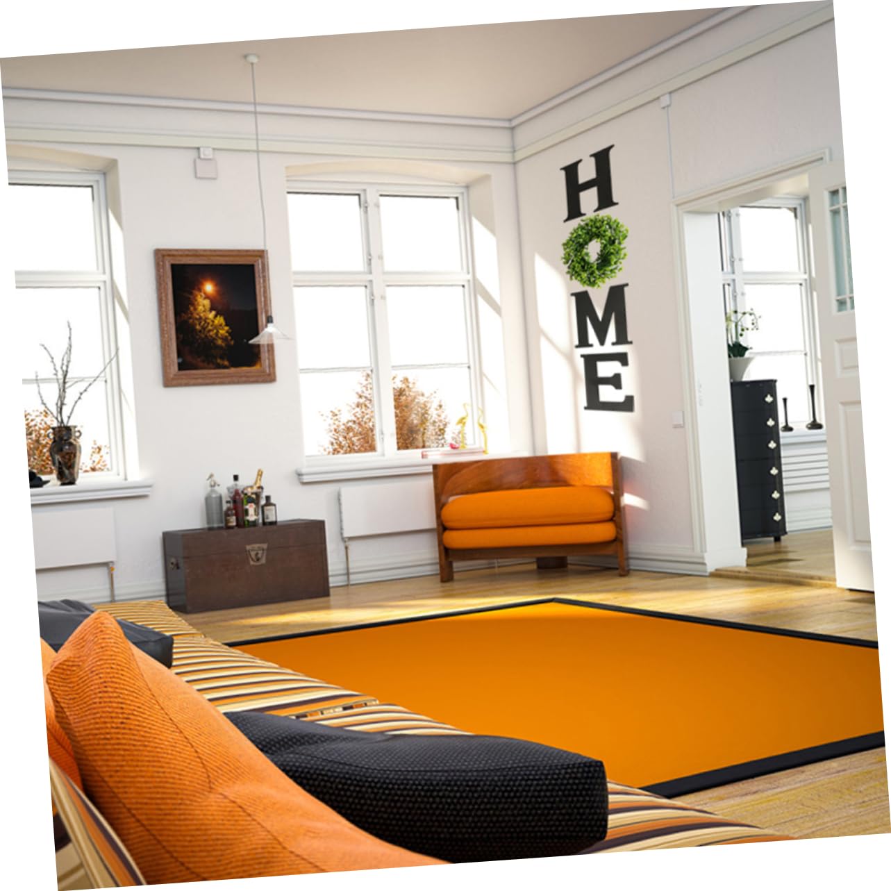Adorno Colgante de Madera Home, Letras Negras para Pared