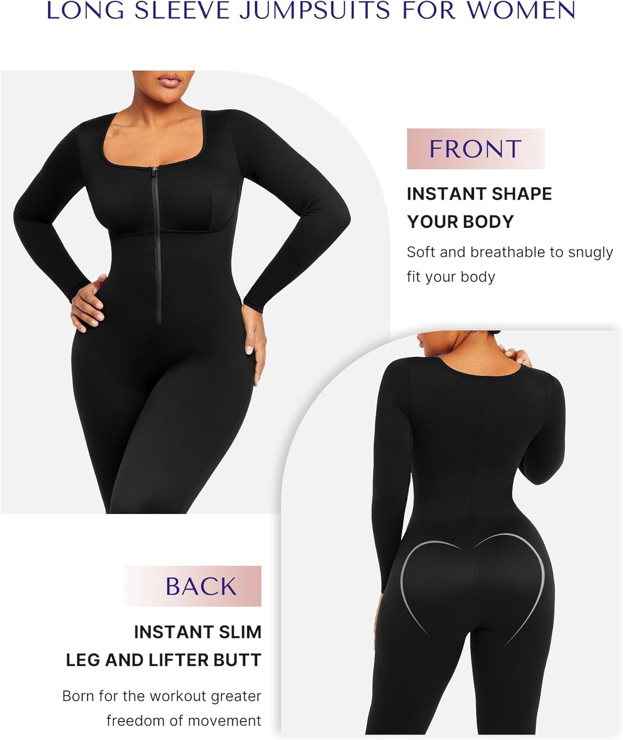 Body Shape Tummy Flattering Jumpsuit SHAPELLX Tummy Control Long