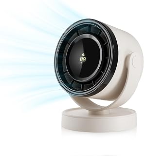 4 Speeds Office Small Desk Fan, Quiet Table Fan for Cooling & Sleep, Digital Display Wall Mount Fan for Kitchen/Bathroom, 360° Rotable Corldless Rechargeable Fan for Outdoor Camping-White
