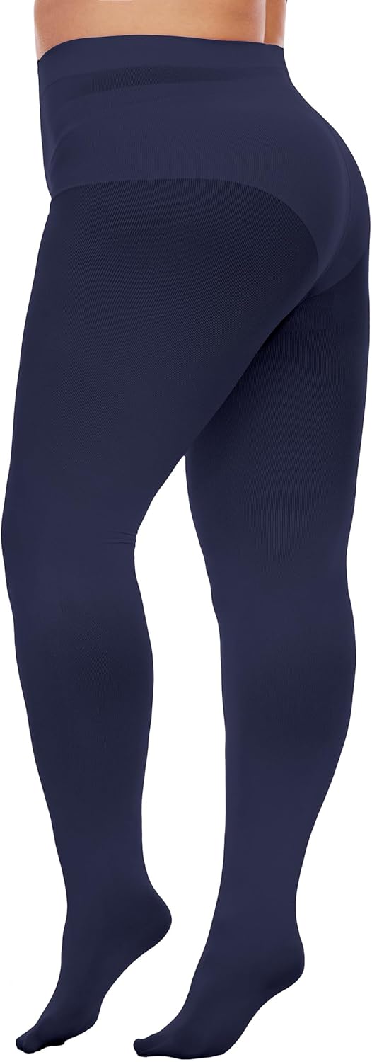 Citystl 2 Pairs Plus Size Tights for Women, 80D Opaque Black Tights, Solid Color Soft Microfiber - Image 4