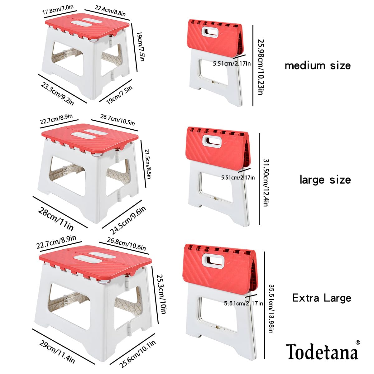 Todetana Adult Folding Step Stool, Foldable Stool with 300 lbs, Suitable for Living Room, Kitchen, and Bathroom, Portable Travel campstool (Grey, Large)