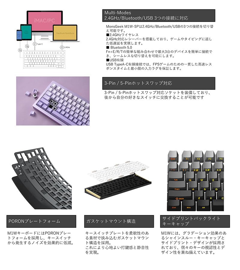Amazon | 【国内正規品】MonsGeek(モンスギーク) M1W-SP 英語配列 有線 
