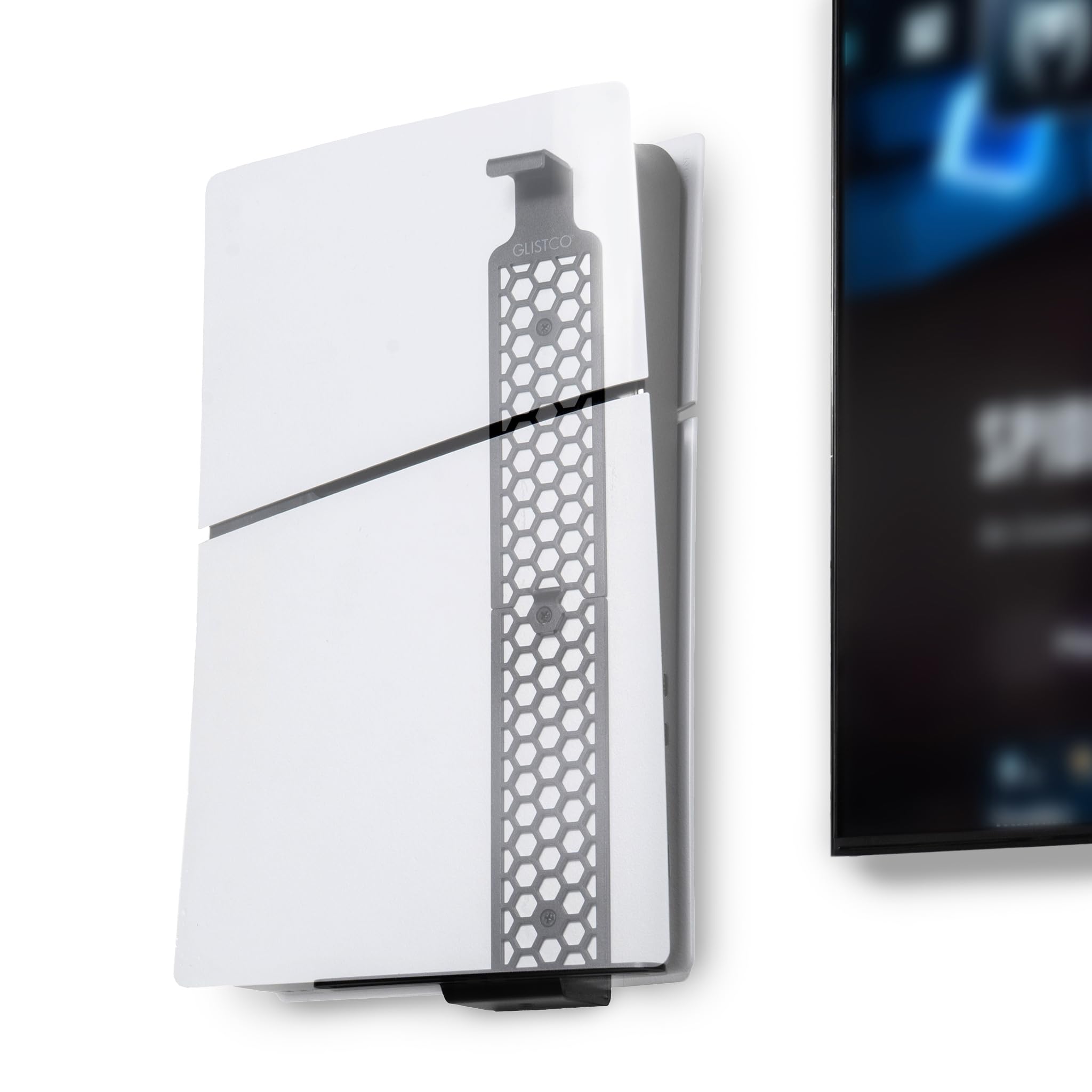 Glistco Steel Wall Mount For PS5 Slim - Compatible With Disc & Digital Editions, Vertical Mount Only
