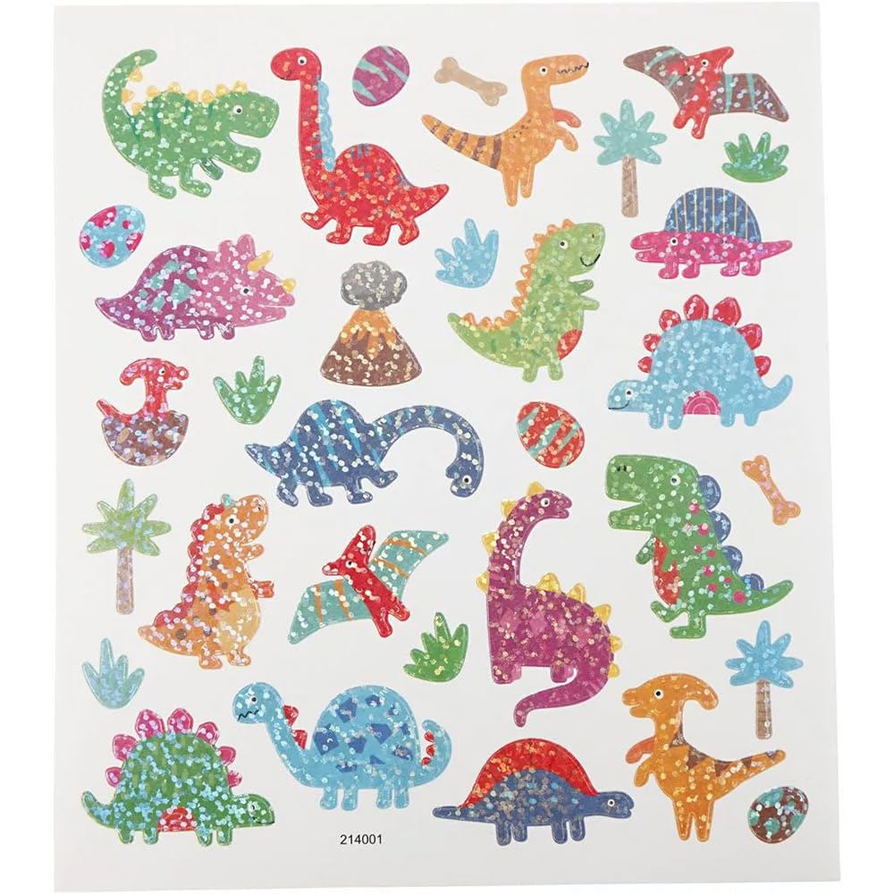 Crafty Capers Fun Dinosaurs | Sheet of Holographic Stickers