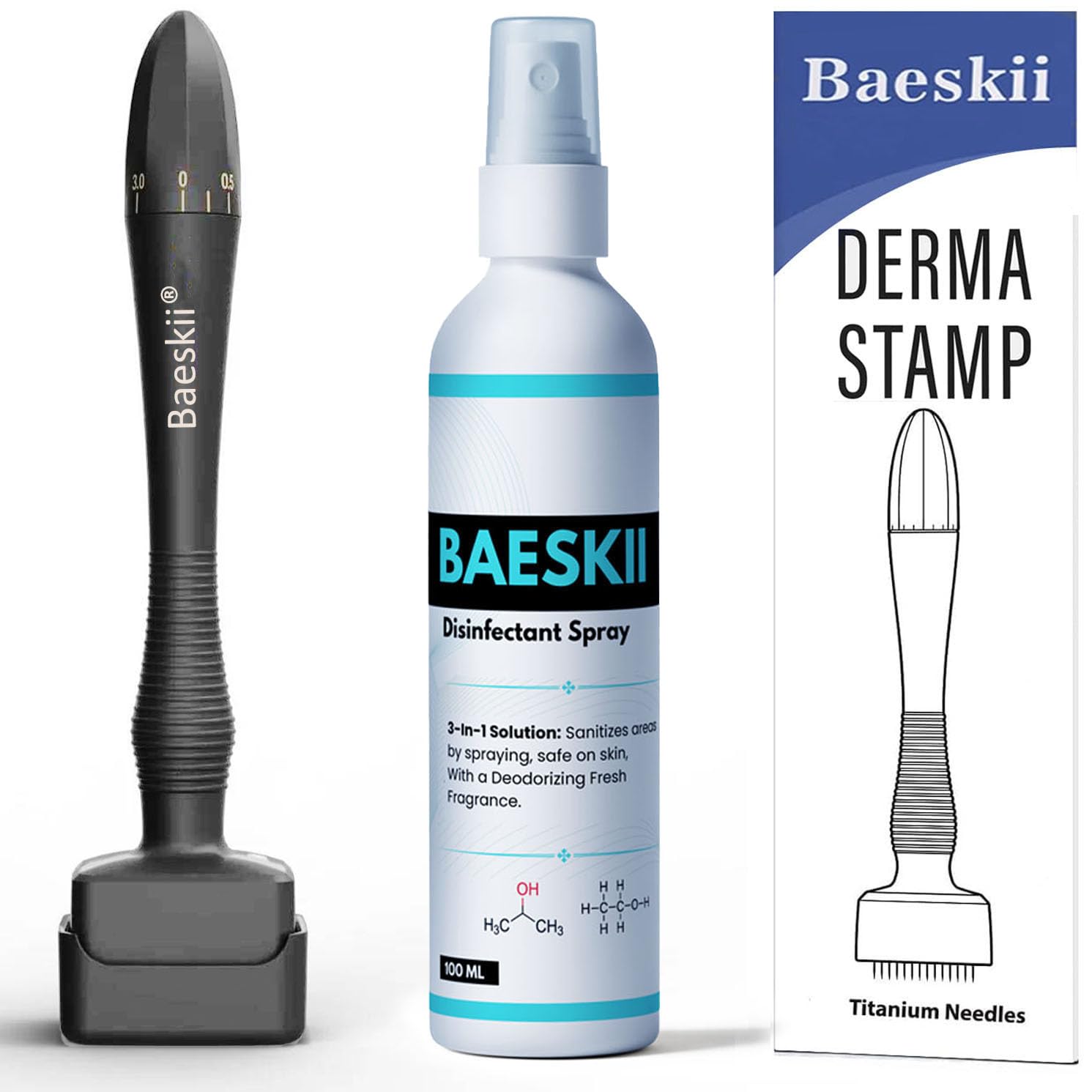 Baeskii Derma Stamp with Sanitizer for Hair Growth & Facial Spa | Medical Grade Adjustable Needles 0.25mm to 3mm | Microneedling Stamp for Skin Repair, Face, Hair & Beard Growth | Reduces Acne Scars | Safe & Effective To Use-image-28