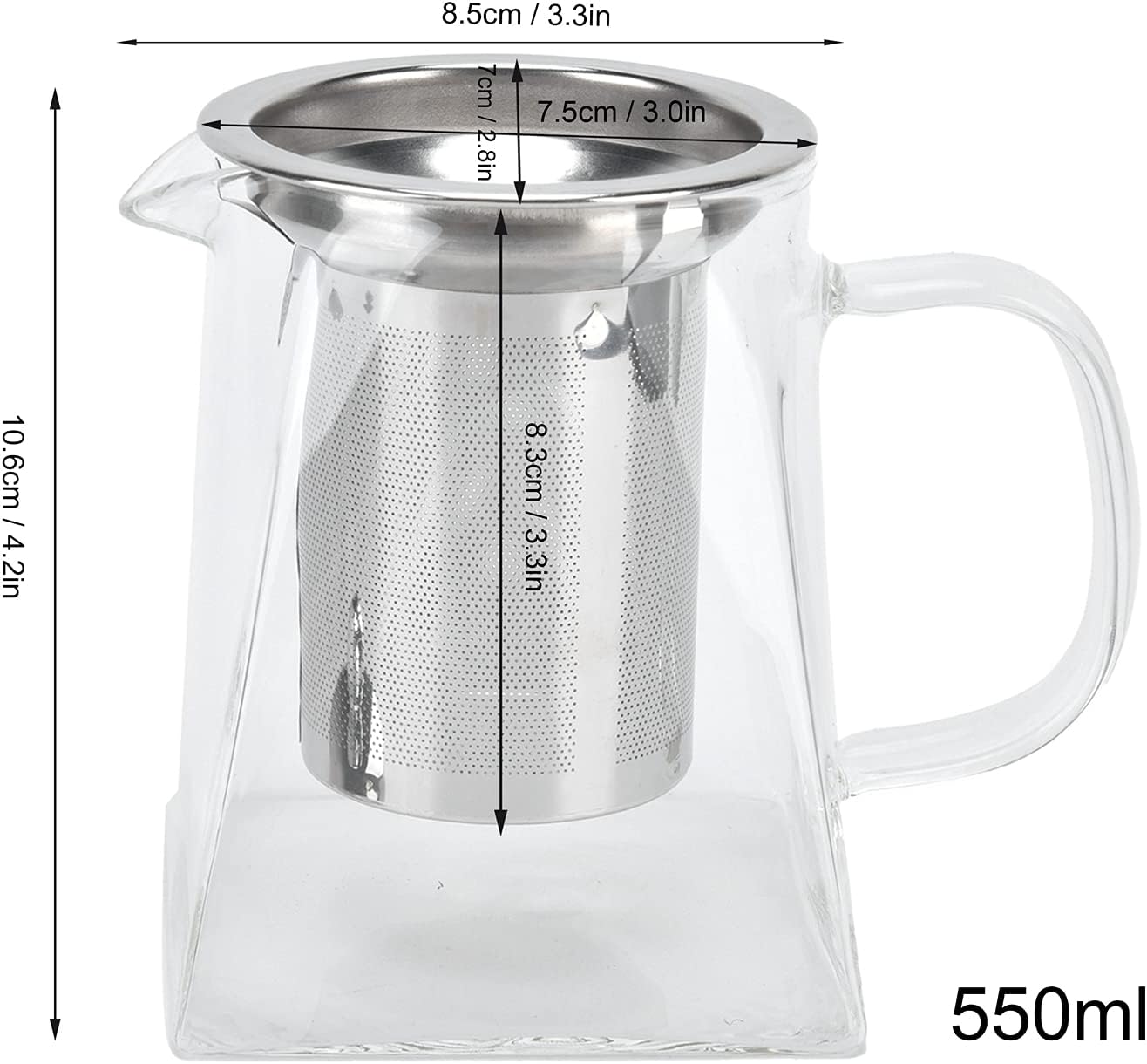Gavigain Glass Teapot Stovetop,Clear Tea Kettle with Removable Stainless Steel Infuser Teapot Leaf Tea Maker Tea Brewer for Camping Travel (550ml), Gavigainrafhzm7kdq-12