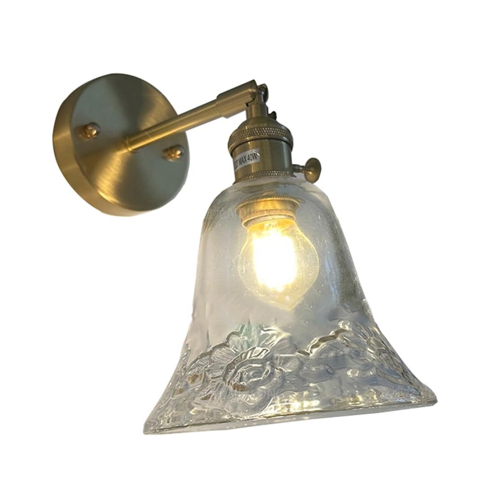 HUAYUSEDF Vintage Modern Industrial Loft Wall Lamp with Rotary Switch Adjustable E27 Sconce for Bedroom Living Room Bar Kitchen(Transparent)