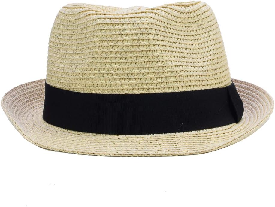 Kids Boys Girls Summer Panama Straw Fedora Hat Short Brim Beach Sun Cap
