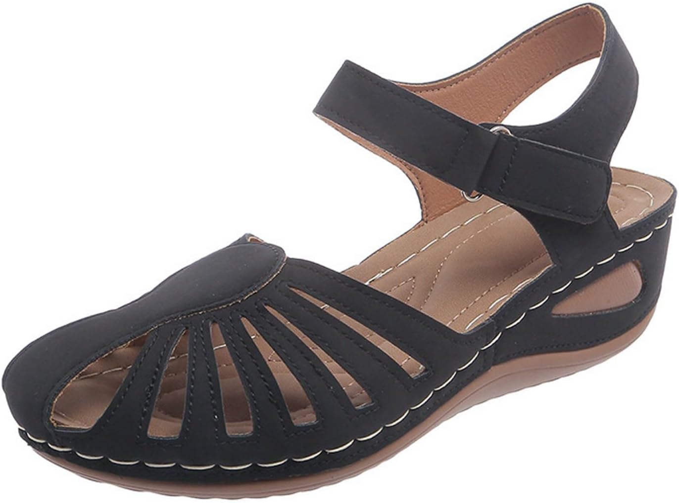 Closed Toe Sandals Women 2026 Comfortable Ankle Strap Fisherman Sandals with Arch Support Flat Platform Orthopedic Sandal Wide Width Dressy Summer Leather Hollow Out Breathable Casual Walking Shoes - Image 8