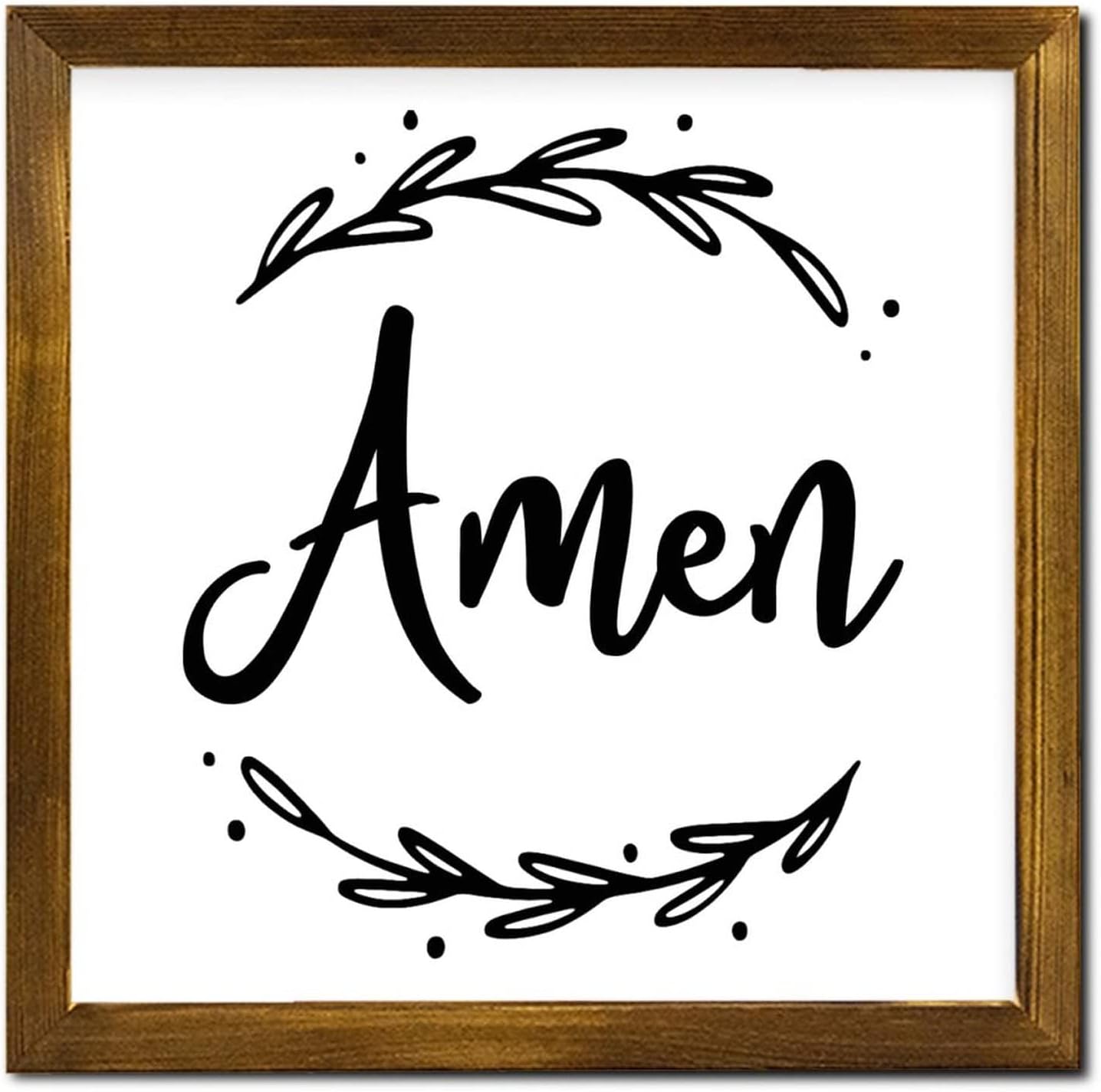 Amen Wooden Framed Signs Lettering Quotes Wooden Wall Art Signs Rustic Home Wall Decoration for Bedroom Kitchen Living Room Table Housewarming Gift 12x12 Inch