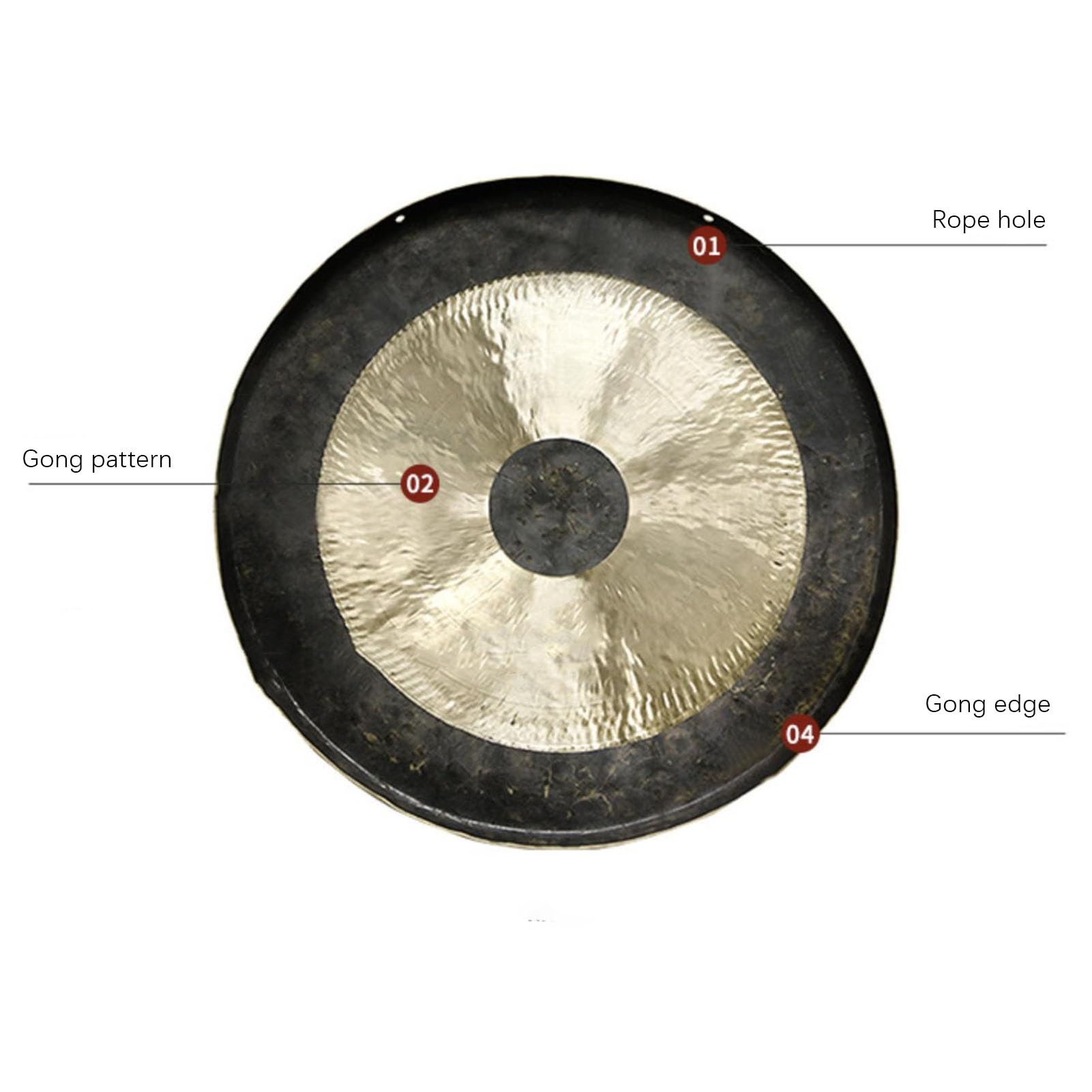 Gong de latón Feng Shui, Tam Tam Chau Gong con mazo de Madera 20-35 cm(25cm)