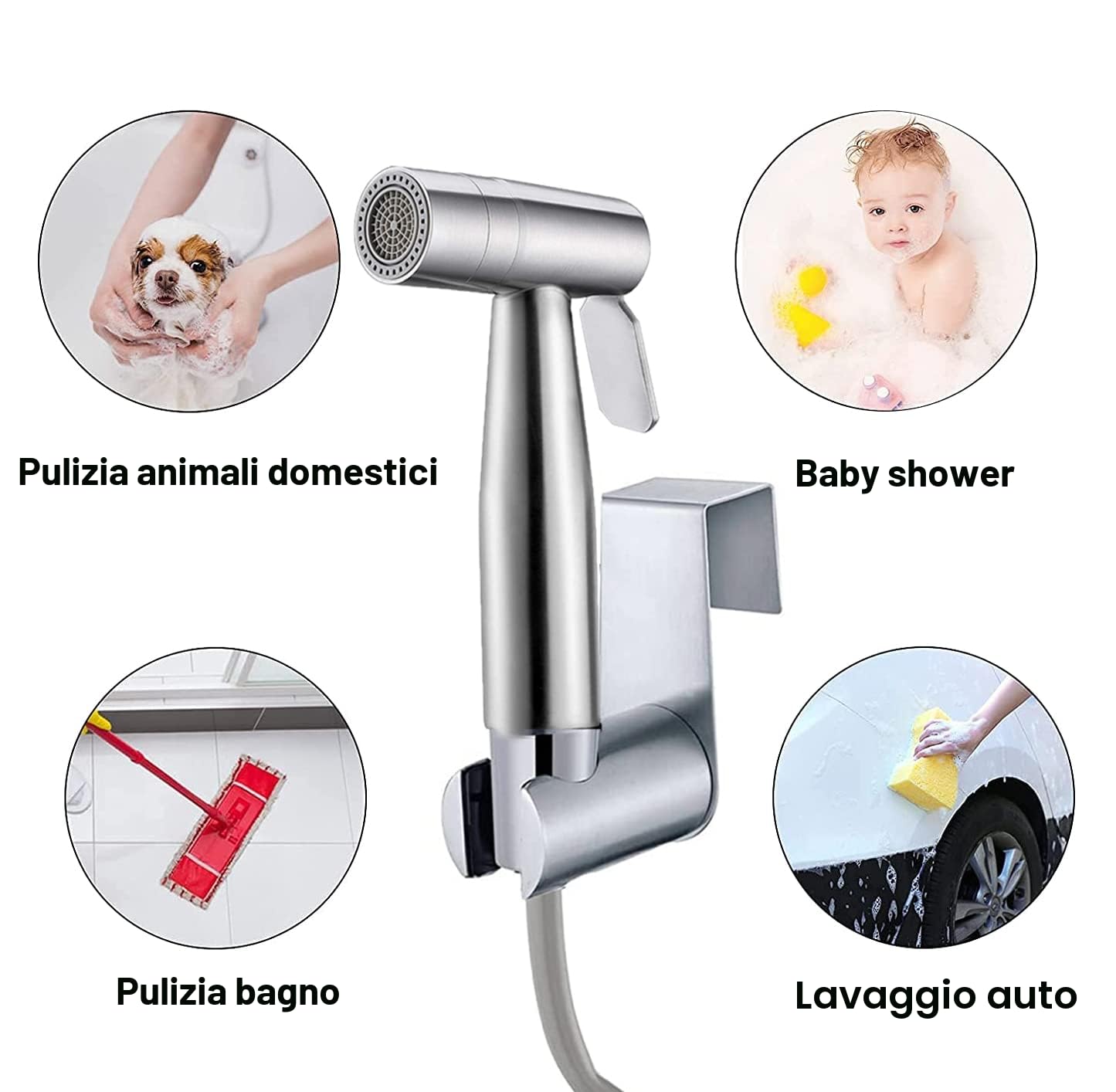 Bidet Portatile Kit Doccetta -Spruzzatore bidet per WC con doppia modalità,Bidet Acciaio Inossidabile Doccetta per Bidet Tubo Doccia 3,1m e Supporto Doccetta