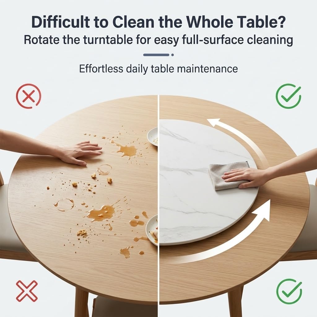 Sintered Stone Lazy Susan for Table Top, 360° Round Rotating Serving Tray with Silent Bearing Centerpieces,for Dining Table, Party & Centerpiece Display