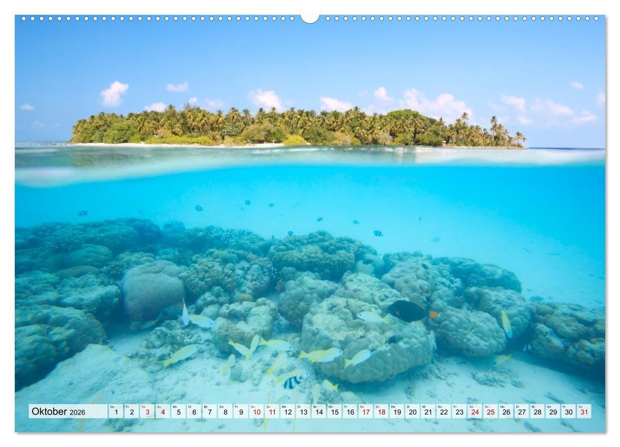 Malediven - Reise in ein Naturparadies (Wandkalender 2026 DIN A2 quer), CALVENDO Monatskalender: Wunderschöne Inseln der Malediven (CALVENDO Natur)