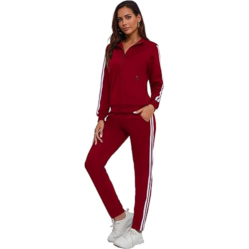 Women's 2 Piece Tracksuit Long Sleeve Track Suits Full Zip Lounge Set Sweatsuits Outfits