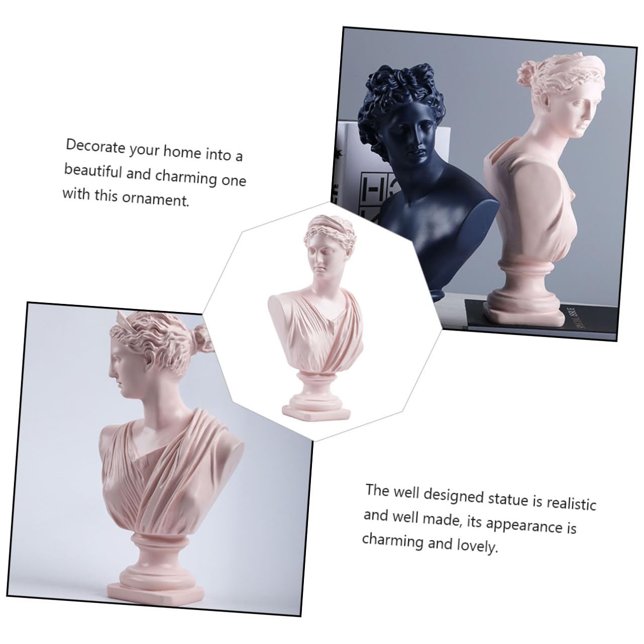 Housoutil Statua Decorativa in Resina a Forma di Busto, Ornamento da Tavolo Nordico per Ufficio e Casa, Scultura Leggera e Facile da Posizionare