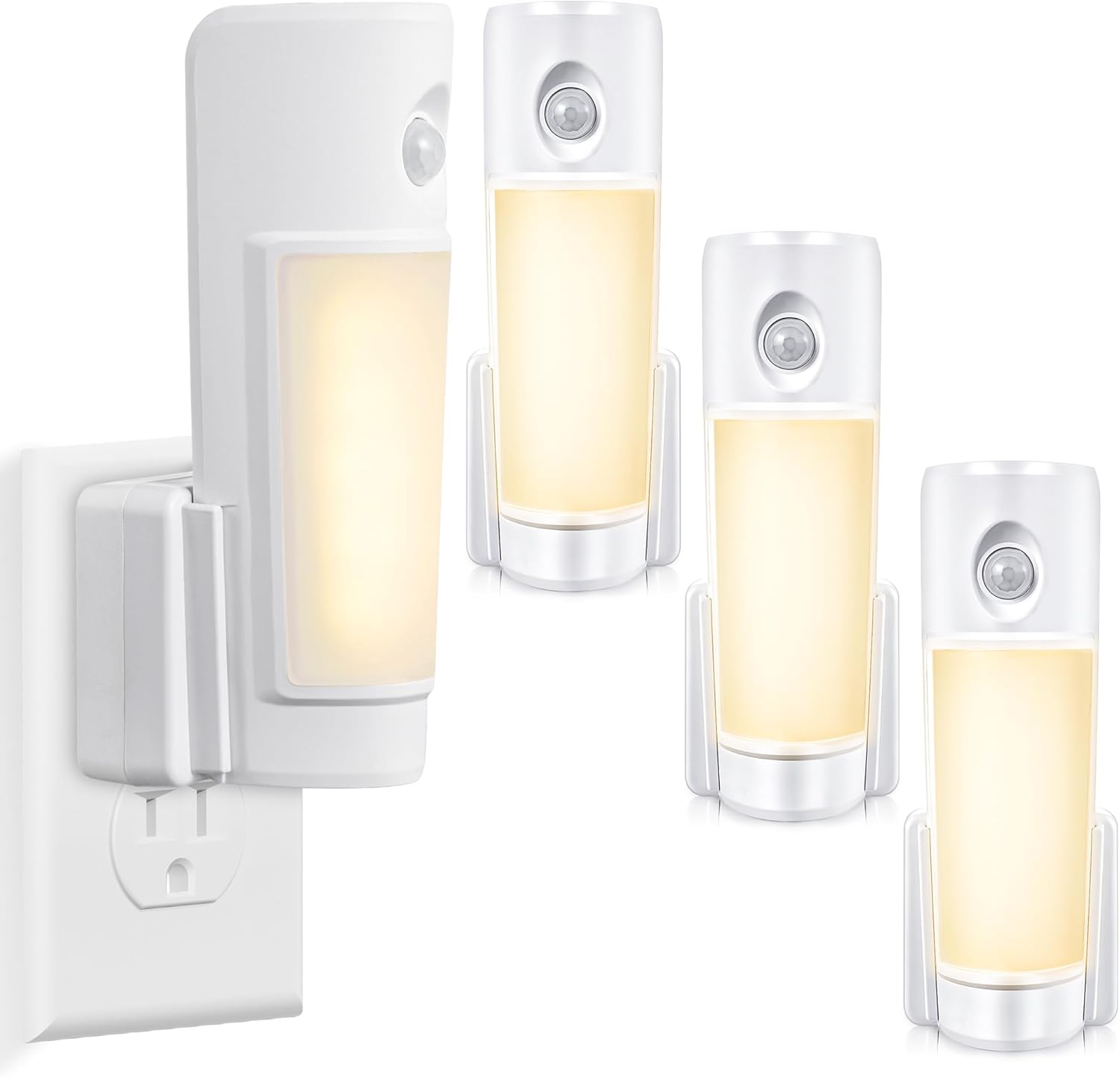 Enhon 3 Pack 4 in 1 Emergency Lights for House Energy Failure, Rechargeable LED Flashlight Plug in Wall, Automated Flip On Energy Outage Night time Gentle with Movement Sensor for Hurricane Preparedness Gadgets