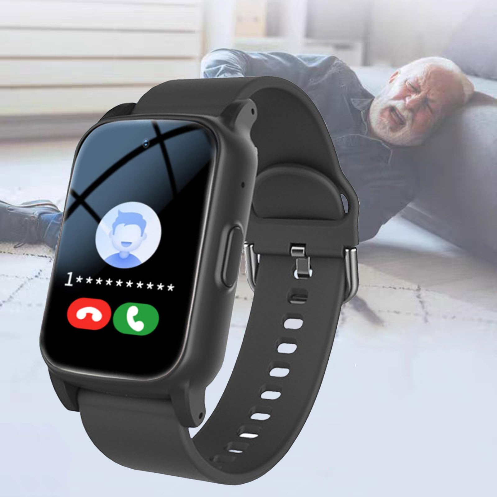 Orologio Salvavita per Anziani, GPS Smartwatch con Rilevamento Cadute, SOS, Videochiamata HD, Recinzione Elettronica E Impermeabile IP67, Orologio con Allarme Personale per Anziani