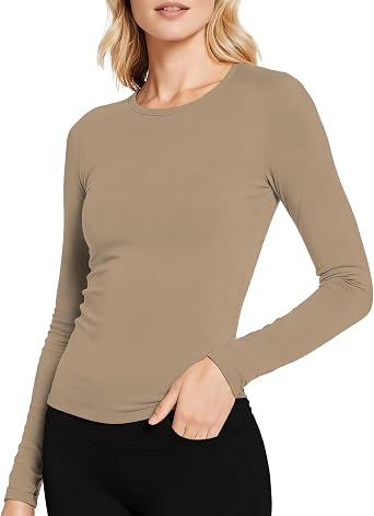 Womens Thermal Long Sleeve Shirt, Moisture Wicking Base Layer Top, Quick Dry Running Undershirt for Winter Skiing