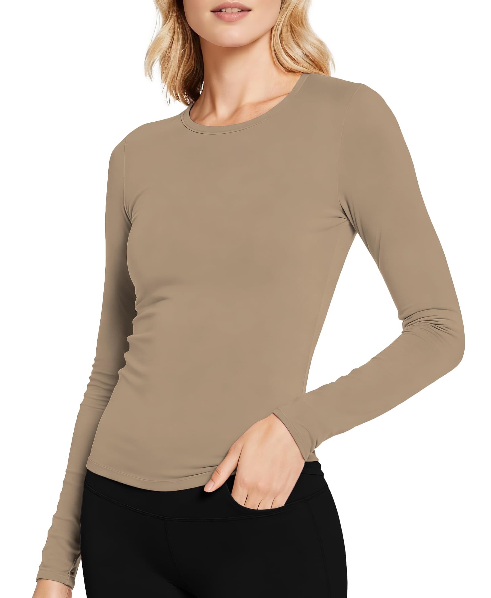 SMALL Women's Thermal Long Sleeve Shirt, Moisture Wicking Base Layer Top, Quick Dry Running Undershirt for Winter Skiing