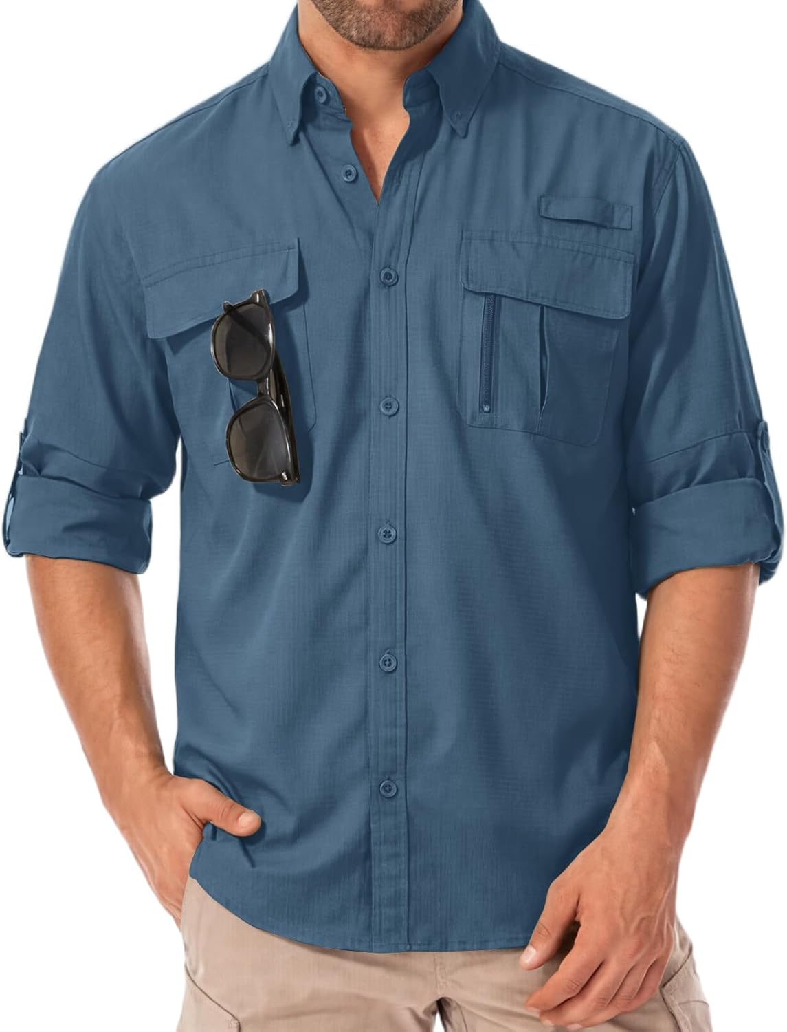 Safari Shirts for Men for Africa UV Sun Protection Lightweight Quick Dry Moisture Wicking for Hiking Fishing Travel Outdoor
