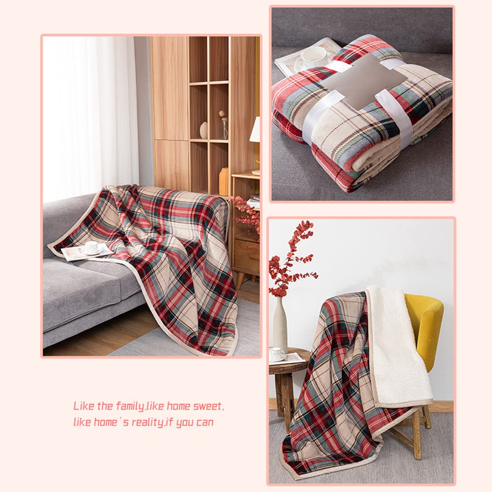 JAWSEU Karierte Decke Überwurf, Büffel Flauschige Wohndecke, Weihnachten Karo Warme Plüsch Mikrofaser Winter Reversible Decke Kuscheldecke Sofadecke Schlafdecke Decke 127 * 152cm